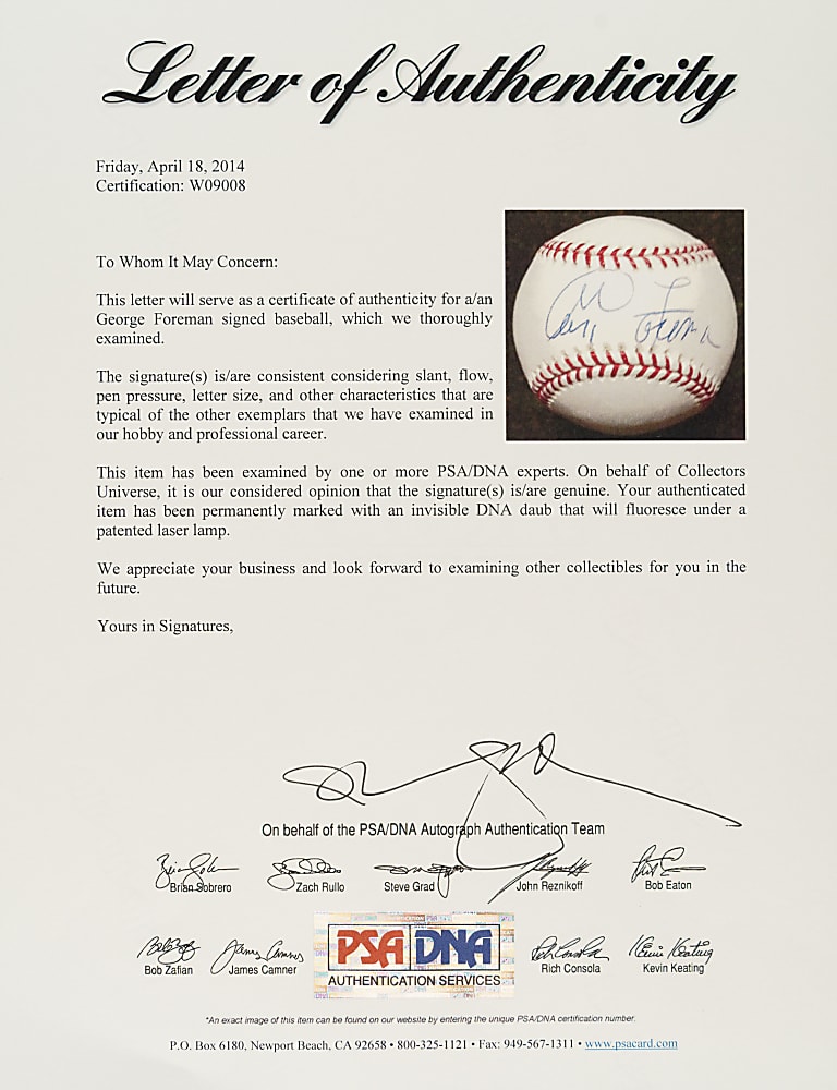 George Foreman Single-Signed Baseball - PSA/DNA