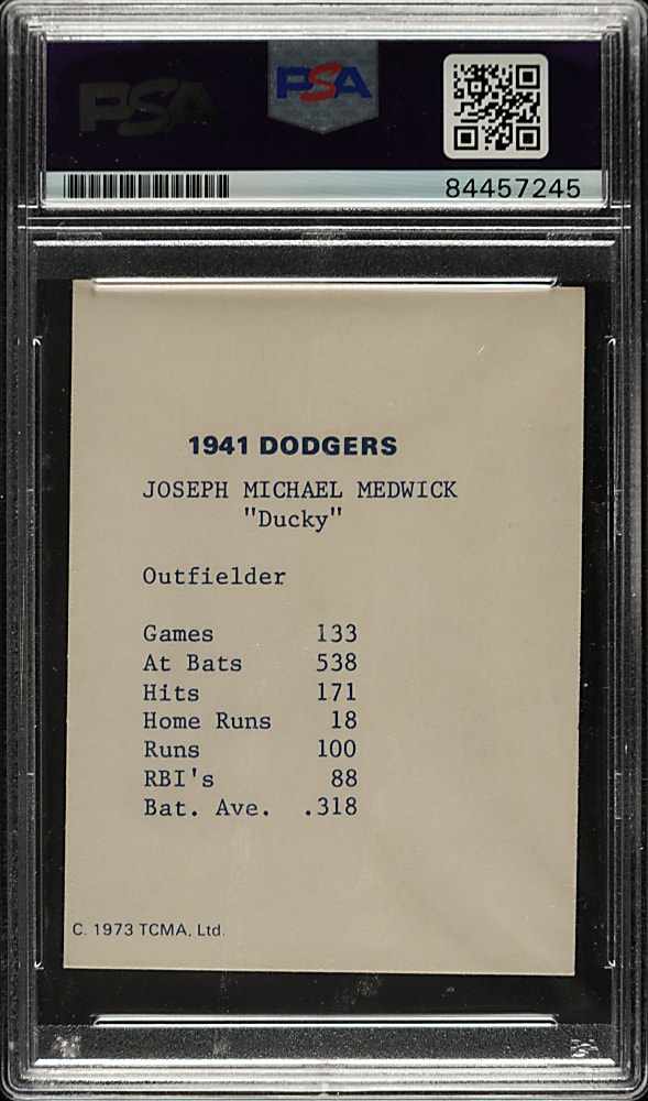 Signed 1973 TCMA Joe Medwick - PSA/DNA