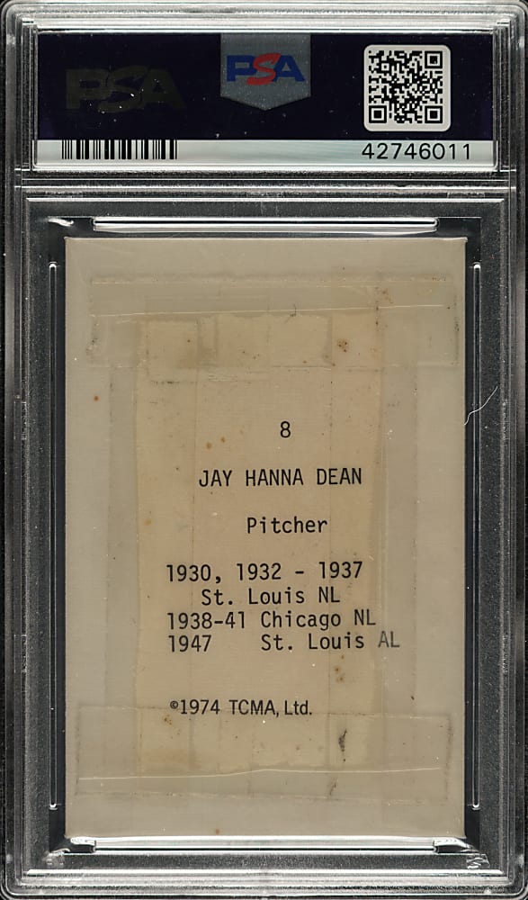 Signed 1974 TCMA Nicknames #8 Dizzy Dean - PSA/DNA