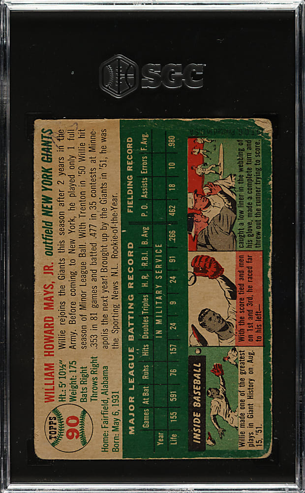 1954 Topps #90 Willie Mays SGC POOR 1
