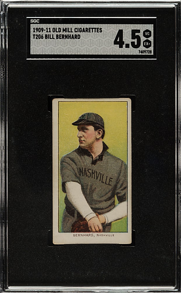 1909-1911 T206 White Border Bill Bernhard Southern Leaguer SGC VG/EX+ 4.5 - Old Mill Back