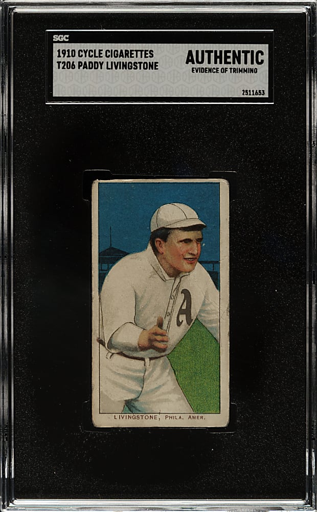 1909-1911 T206 White Border Paddy Livingstone SGC Authentic - Cycle 350 Back