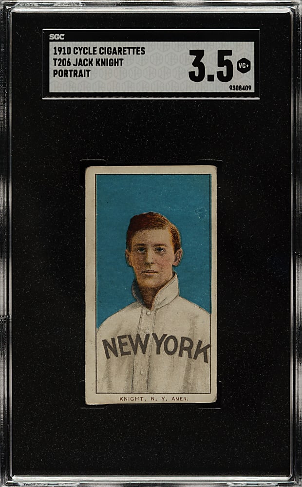 1909-1911 T206 White Border Jack Knight Portrait SGC VG+ 3.5 - Cycle 350 Back