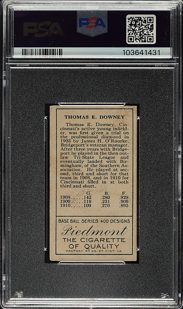 1911 T205 Gold Border Thomas Downey PSA VG+ 3.5
