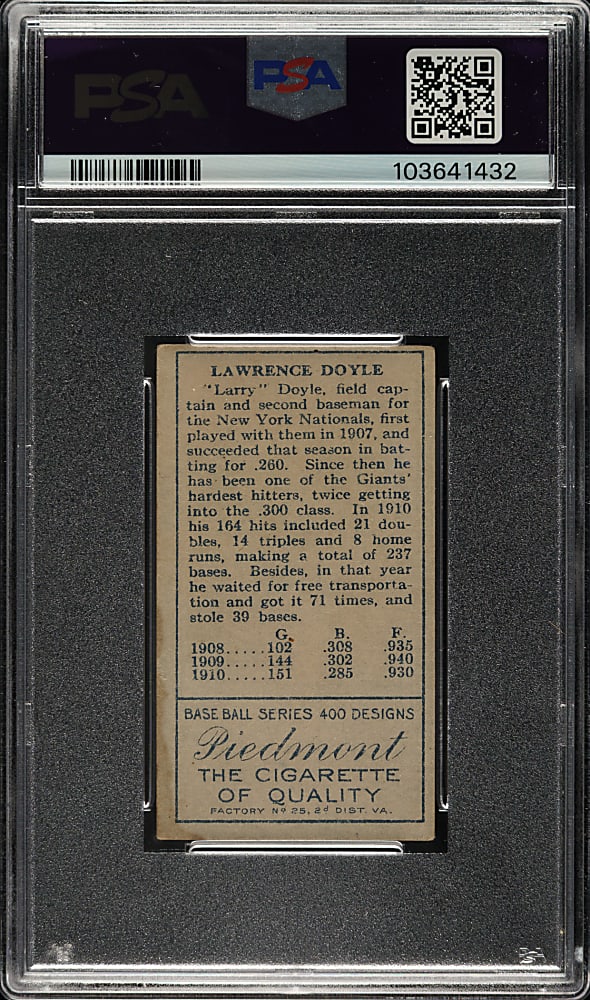 1911 T205 Gold Border Larry Doyle PSA VG+ 3.5