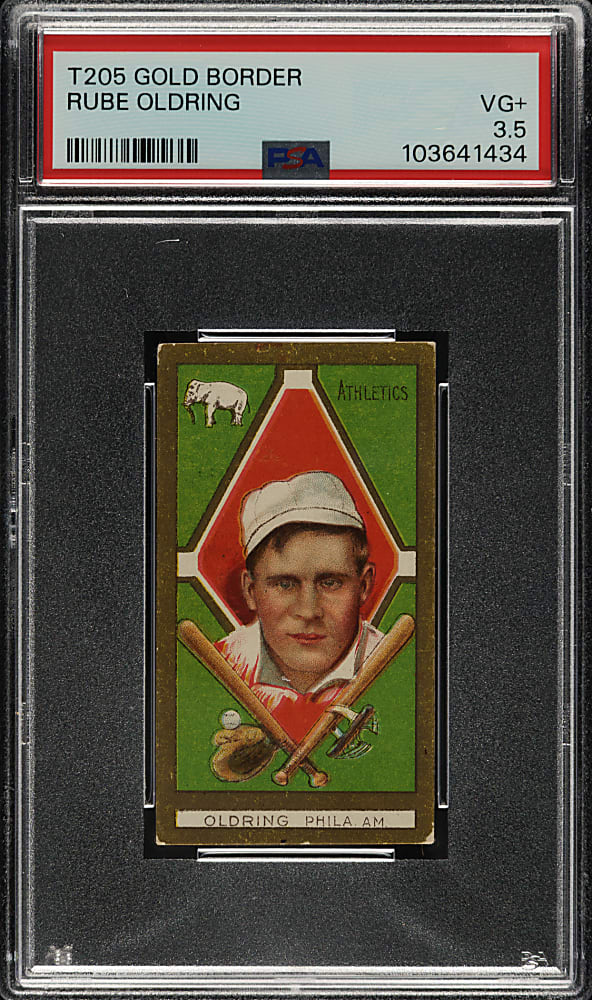 1911 T205 Gold Border Rube Oldring PSA VG+ 3.5
