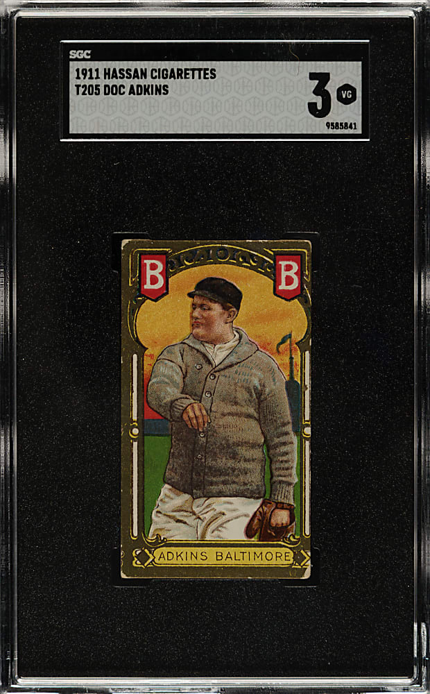 1911 T205 Gold Border Doc Adkins Minor Leaguer SGC VG 3