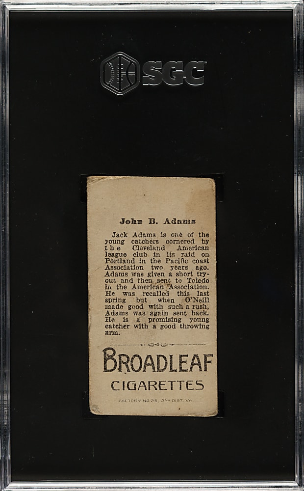 1912 T207 Brown Background John Adams SGC GOOD 2 - Broadleaf Back