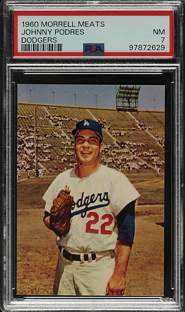 1960 Morrell Meats Dodgers Johnny Podres PSA NM 7