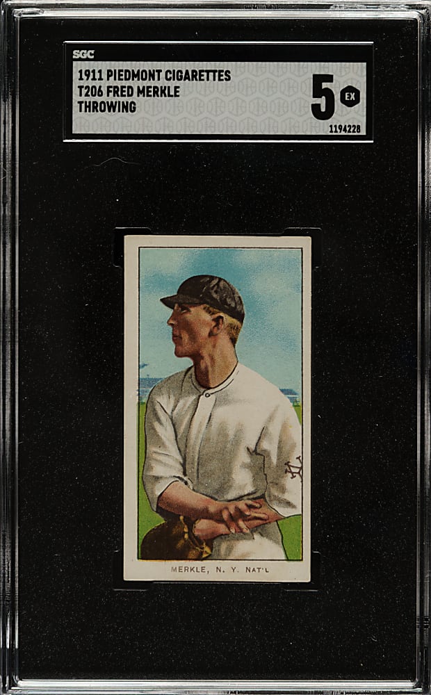 1909-1911 T206 White Border Fred Merkle Throwing SGC EX 5
