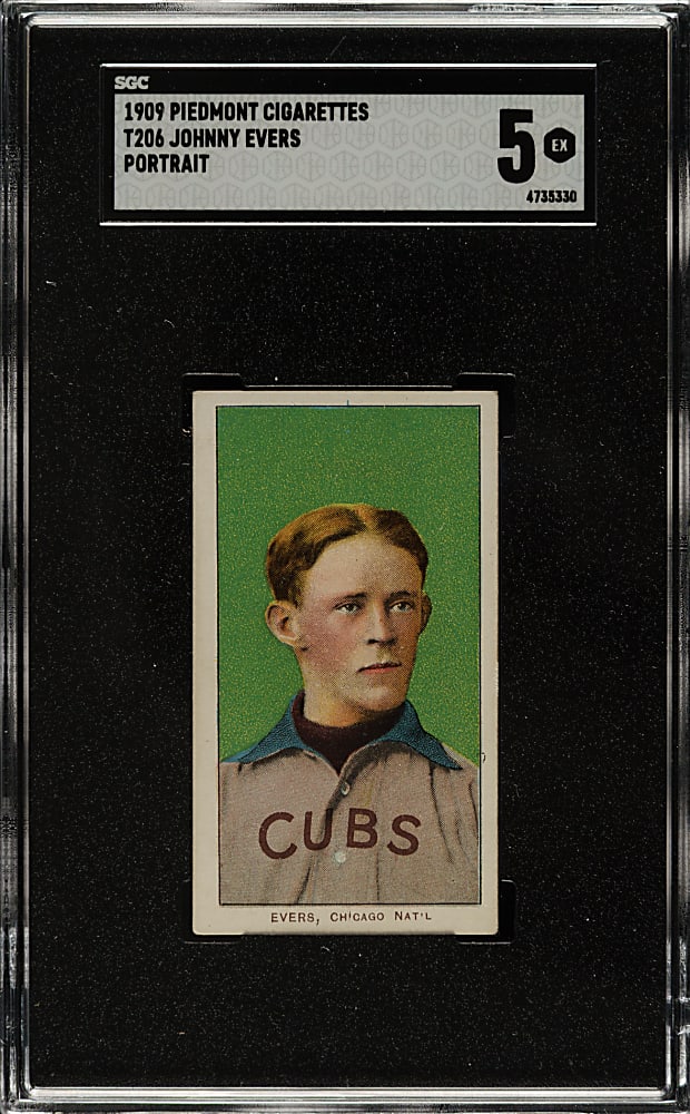 1909-1911 T206 White Border Johnny Evers Portrait SGC EX 5