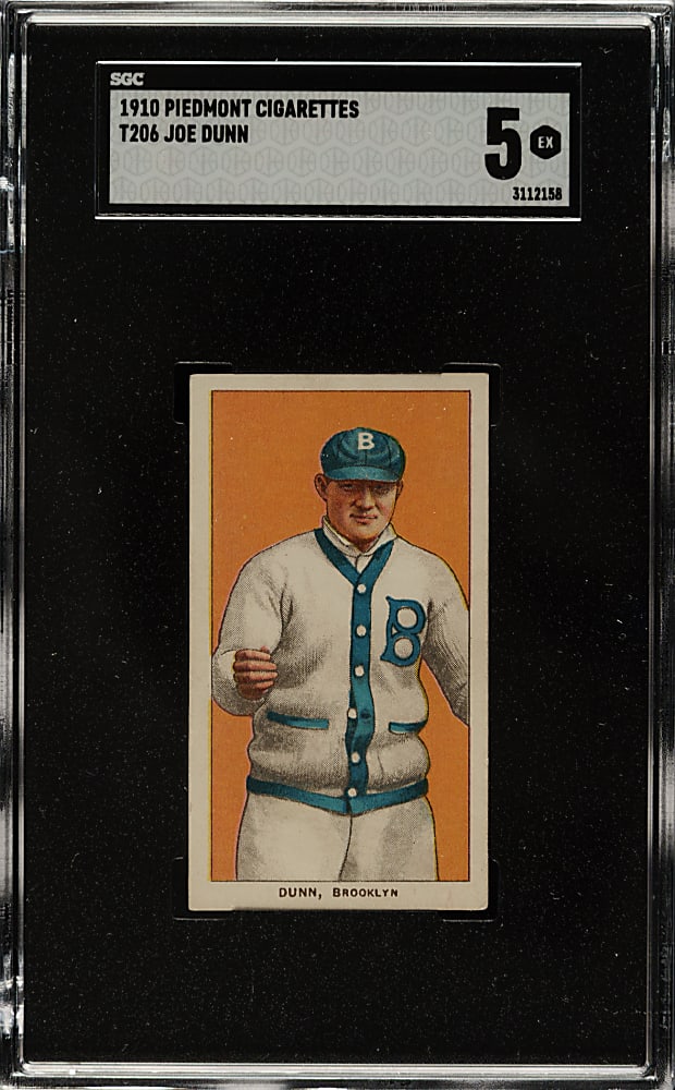 1909-1911 T206 White Border Joe Dunn SGC EX 5