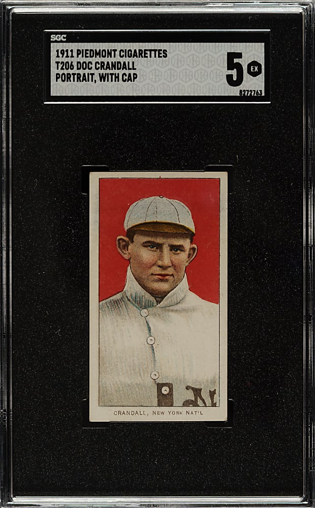 1909-1911 T206 White Border Doc Crandall Portrait with Cap SGC EX 5