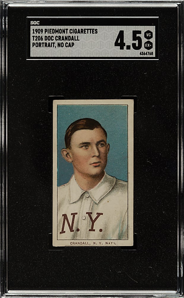 1909-1911 T206 White Border Doc Crandall Portrait, No Cap SGC VG/EX+ 4.5