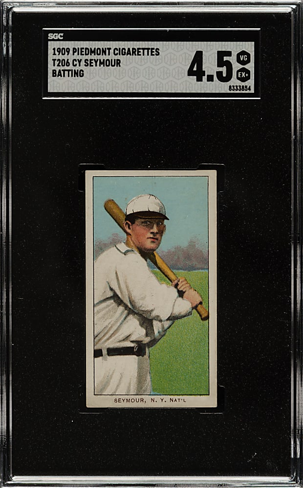 1909-1911 T206 White Border Cy Seymour Batting SGC VG/EX+ 4.5