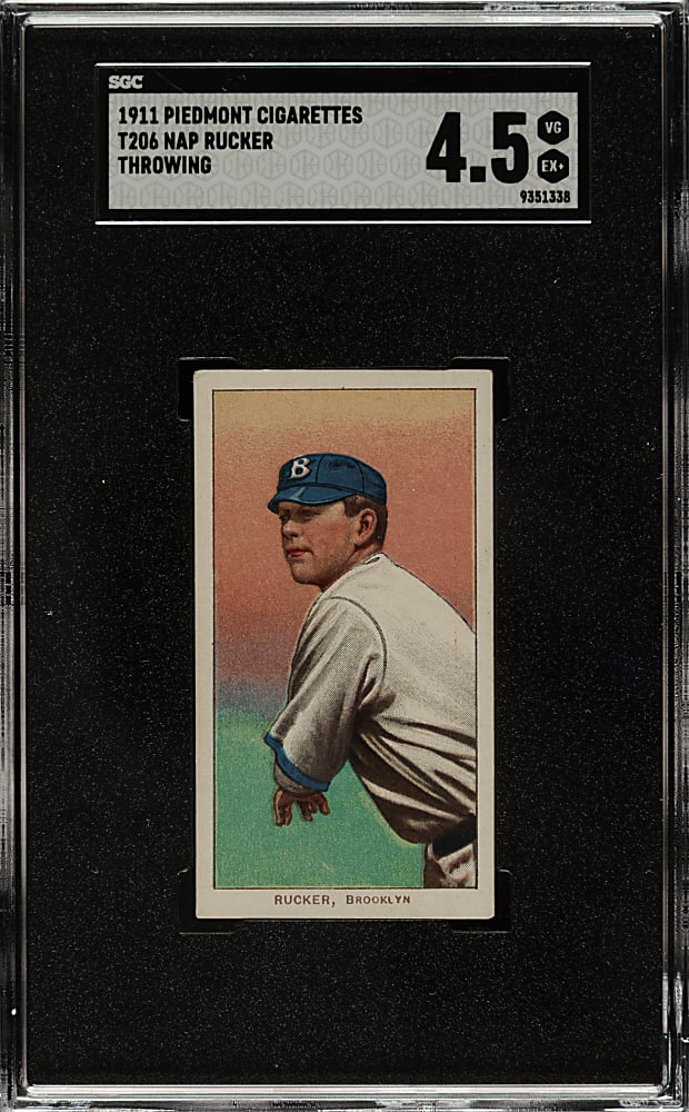 1909-1911 T206 White Border Nap Rucker Throwing SGC VG/EX+ 4.5