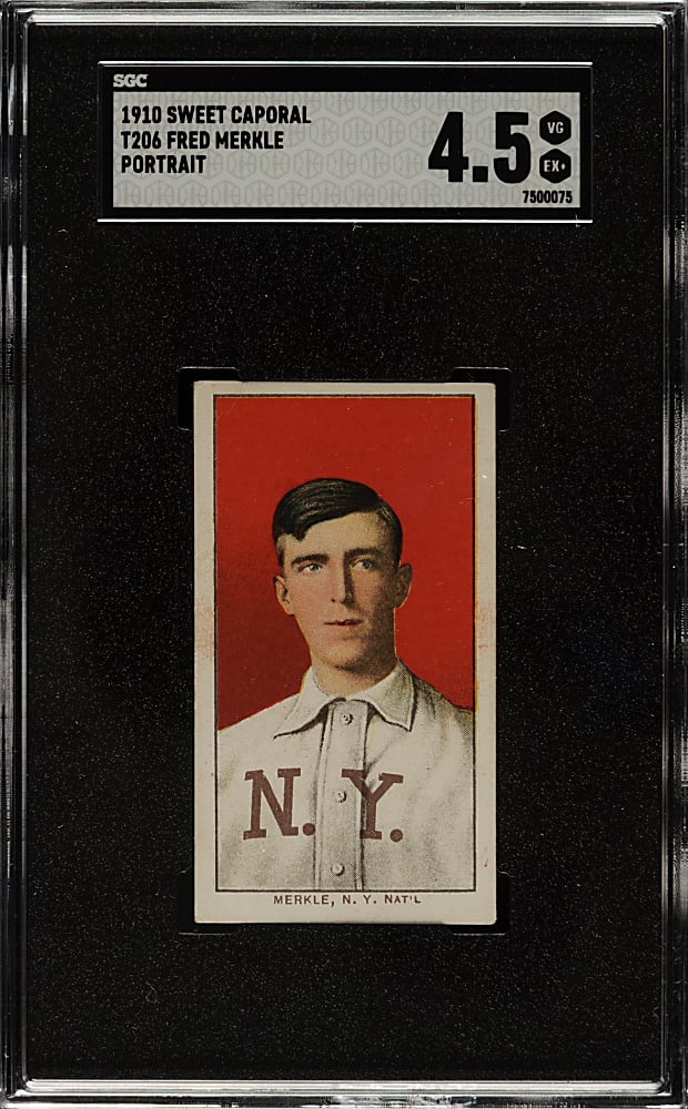 1909-1911 T206 White Border Fred Merkle Portrait SGC VG/EX+ 4.5