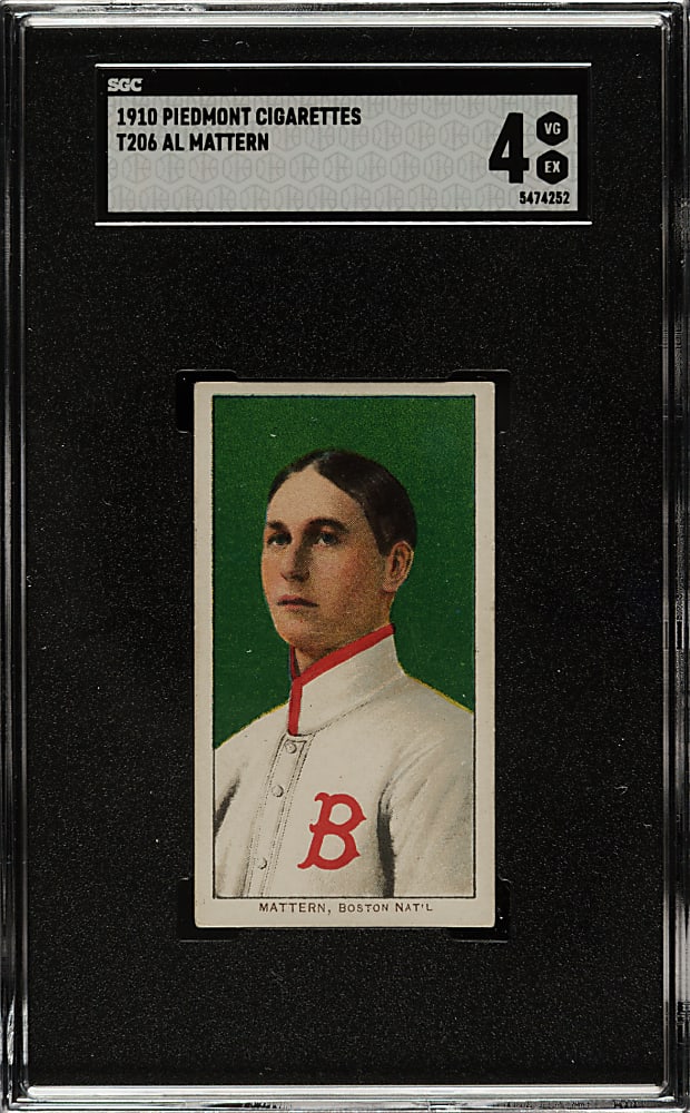 1909-1911 T206 White Border Al Mattern SGC VG/EX 4