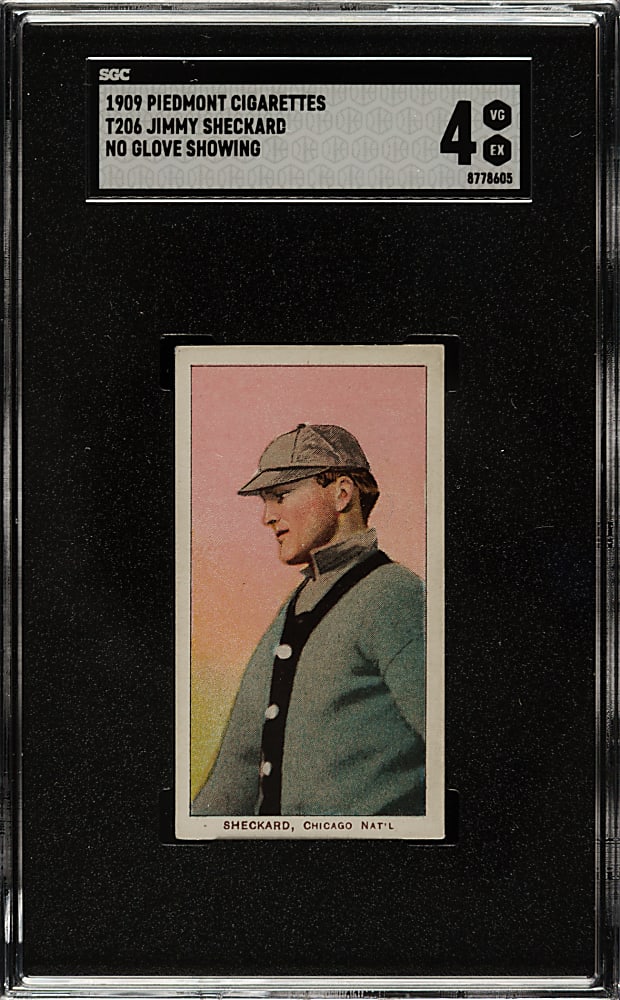1909-1911 T206 White Border Jimmy Sheckard No Glove Showing SGC VG/EX 4