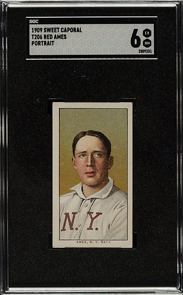 1909-1911 T206 White Border Red Ames Portrait SGC EX/NM 6