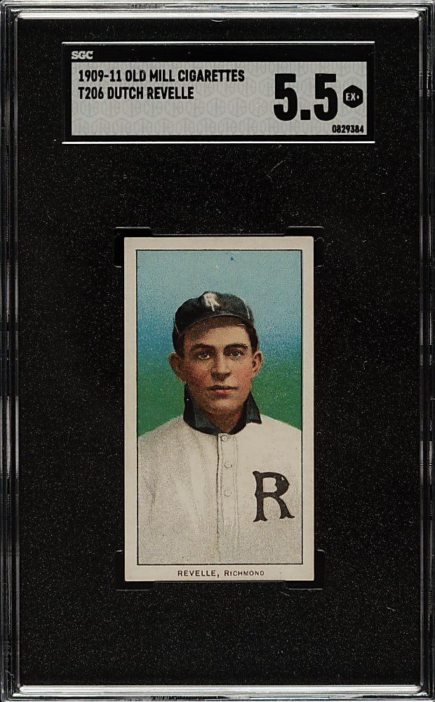 1909-1911 T206 White Border Dutch Revelle Southern Leaguer SGC EX+ 5.5 - Old Mill Back