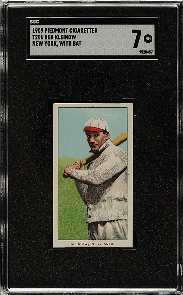 1909-1911 T206 White Border Red Kleinow New York with Bat SGC NM 7