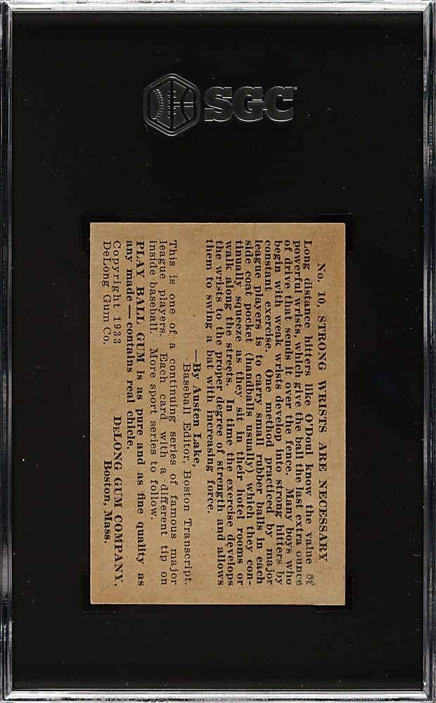 1933 R333 DeLong Gum #10 Lefty O'Doul SGC NM 7