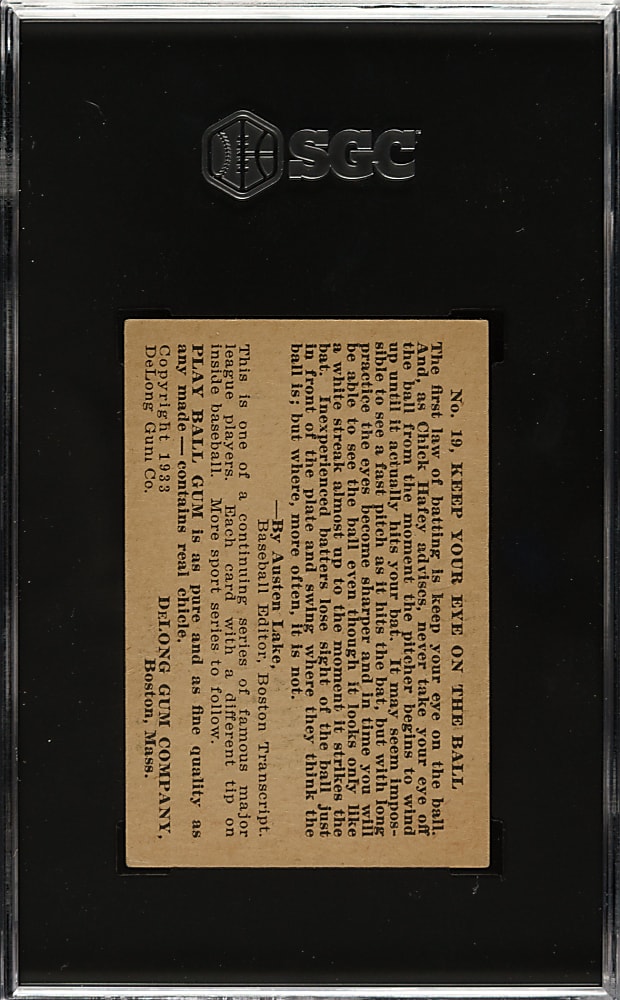1933 R333 DeLong Gum #19 Chick Hafey SGC EX/NM 6