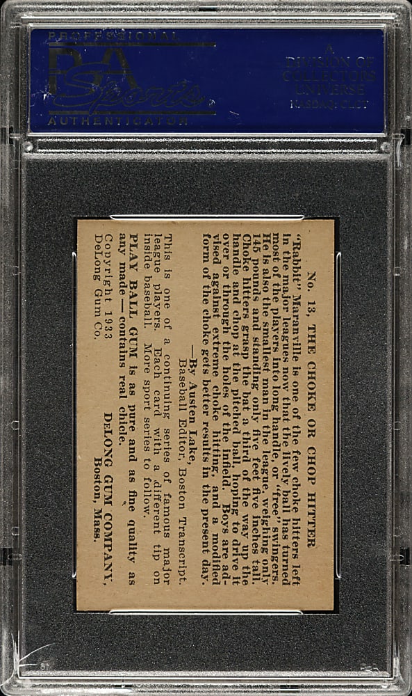 1933 R333 DeLong #13 Rabbit Maranville PSA NM-MT 8 (OC)