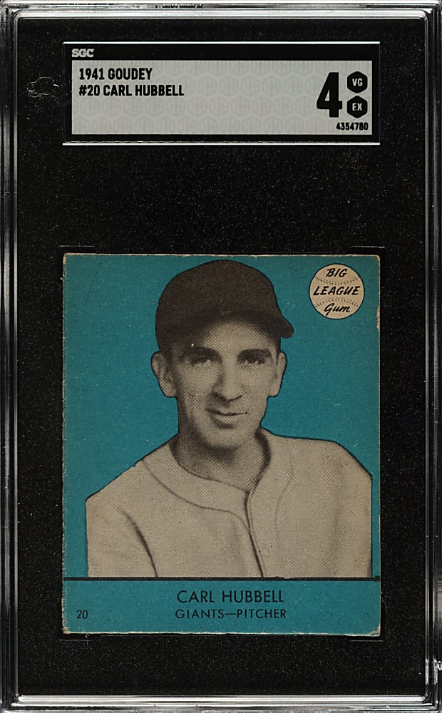1941 R324 Goudey #20 Carl Hubbell SGC VG/EX 4 - Blue Background
