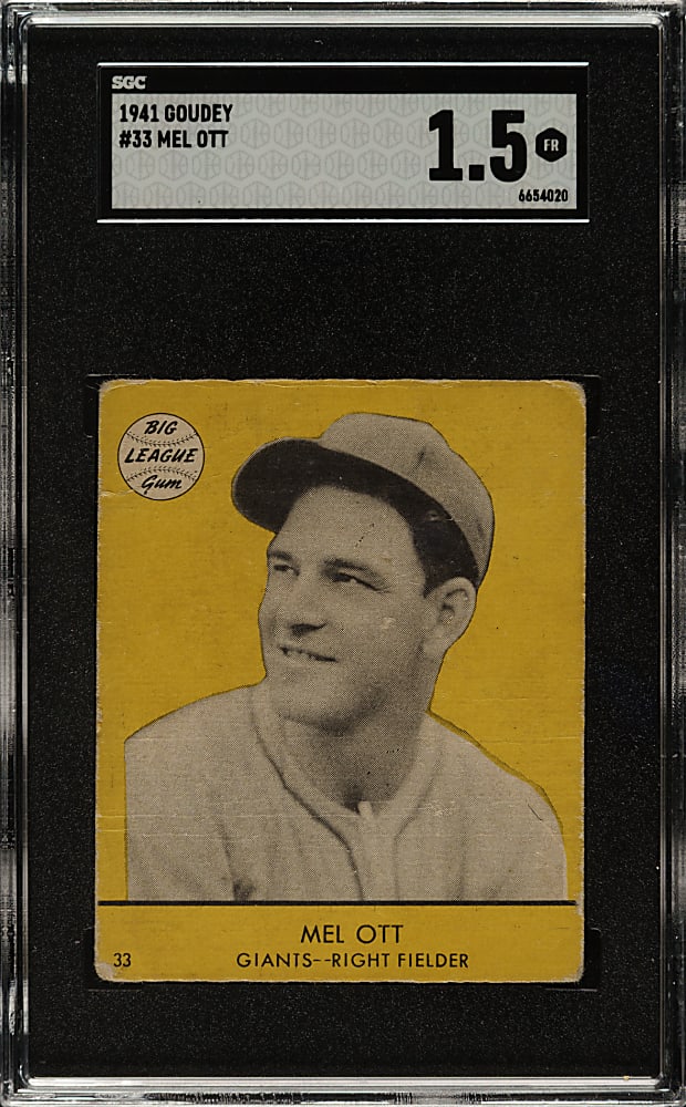 1941 R324 Goudey #33 Mel Ott SGC FAIR 1.5 - Yellow Background