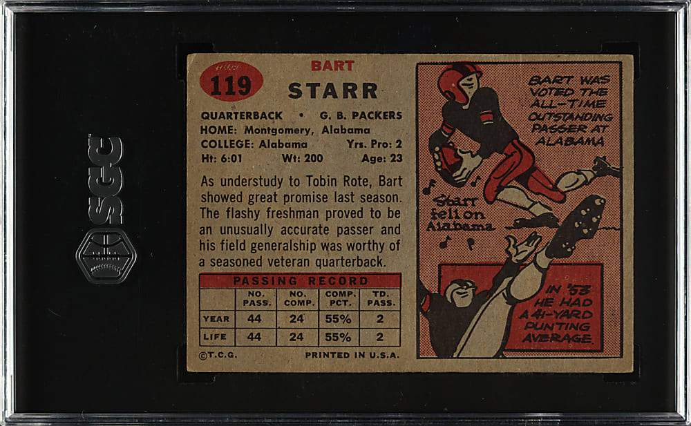 1957 Topps Football #119 Bart Starr Rookie SGC VG+ 3.5