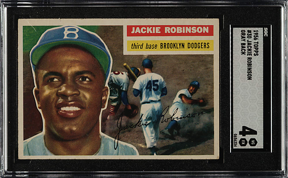 1956 Topps #30 Jackie Robinson Gray Back SGC VG/EX 4