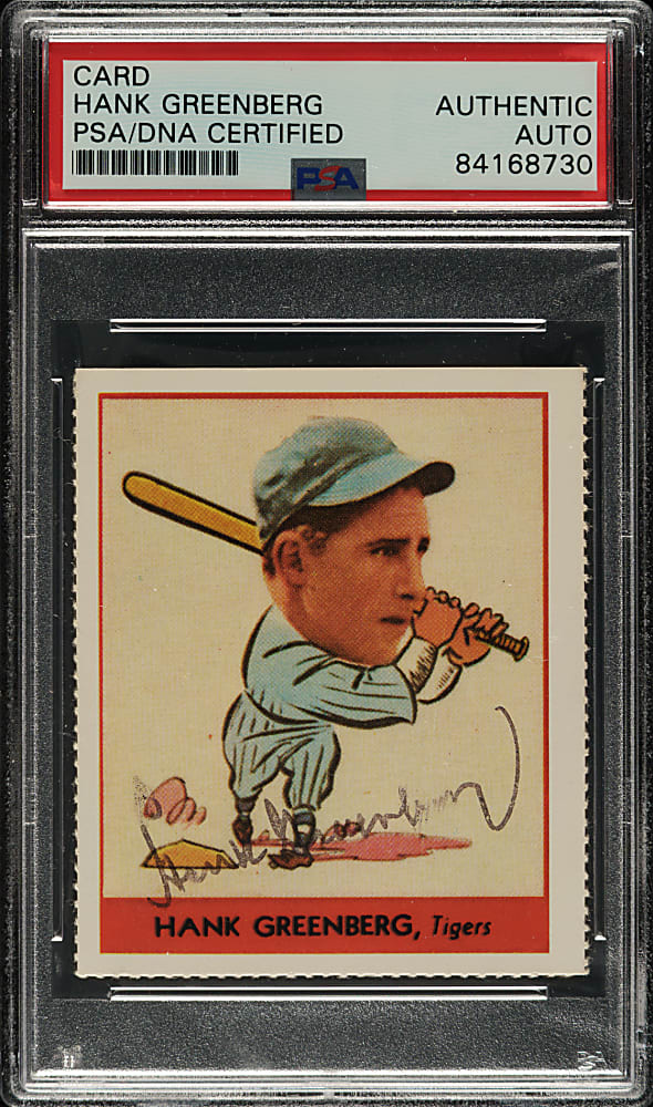 Signed 1938 R323 Goudey "Heads-Up" Reprint #253 Hank Greenberg - PSA/DNA