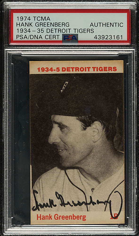 Signed 1974 TCMA 1934-1935 Detroit Tigers Hank Greenberg - PSA/DNA