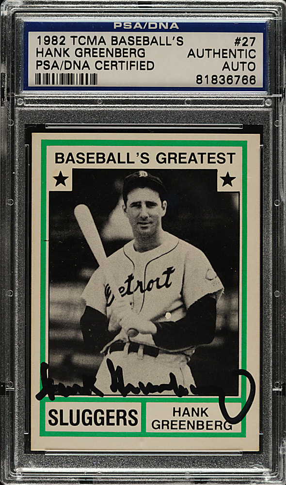 Signed 1982 TCMA Baseball's Greatest Sluggers #27 Hank Greenberg - PSA/DNA