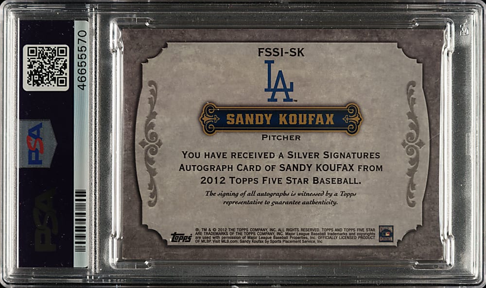 2012 Topps Five Star Silver Ink Autographs #FSSI-SK Sandy Koufax #57/69 - PSA/DNA