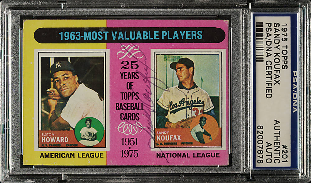 Signed 1975 Topps #201 Sandy Koufax - PSA/DNA