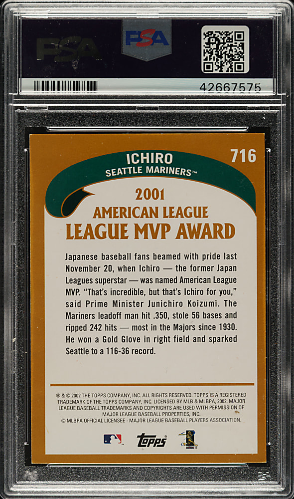 Signed 2002 Topps #716 Ichiro Suzuki - PSA/DNA