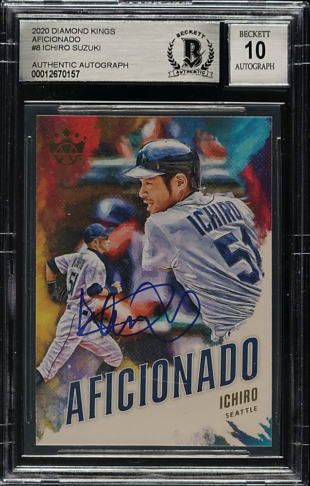 Signed 2020 Panini Diamond Kings Aficionado #A-8 Ichiro Suzuki BGS GEM MINT 10 Signature