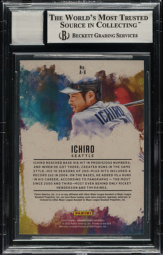 Signed 2020 Panini Diamond Kings Aficionado #A-8 Ichiro Suzuki BGS GEM MINT 10 Signature