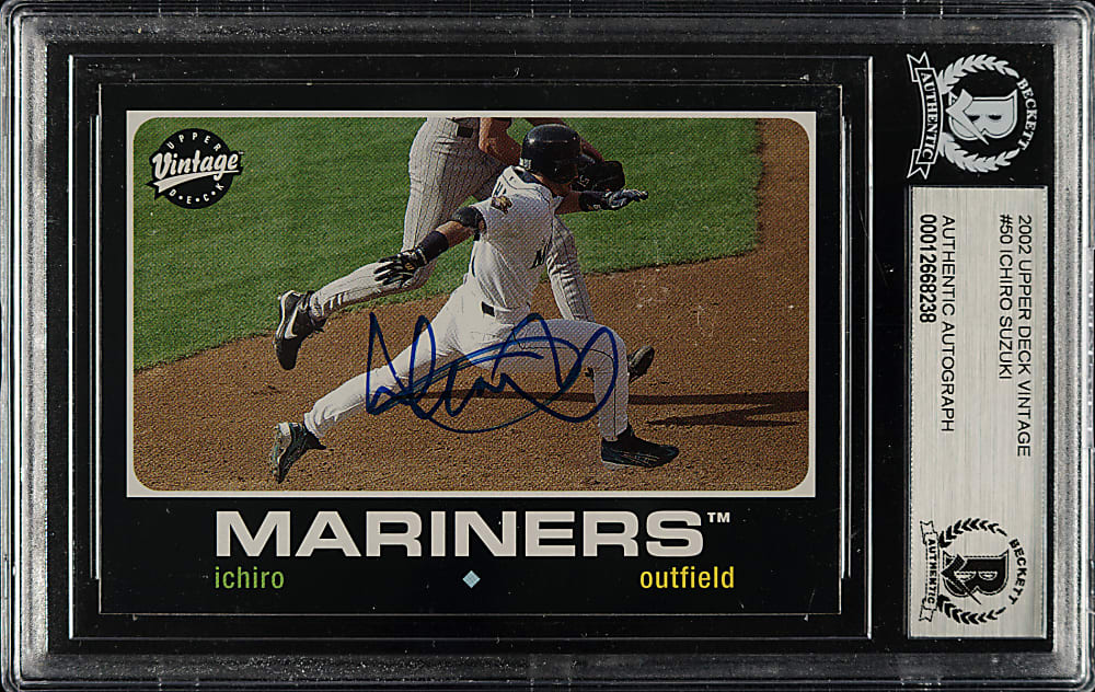 Signed 2002 Upper Deck Vintage #50 Ichiro Suzuki - Beckett