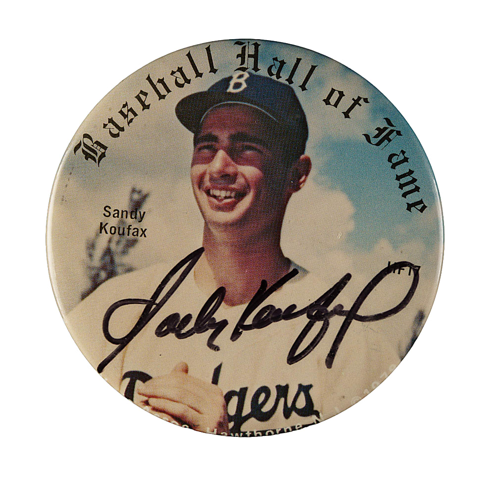 Signed 1978 Baseball Hall of Fame Pins #HF17 Sandy Koufax