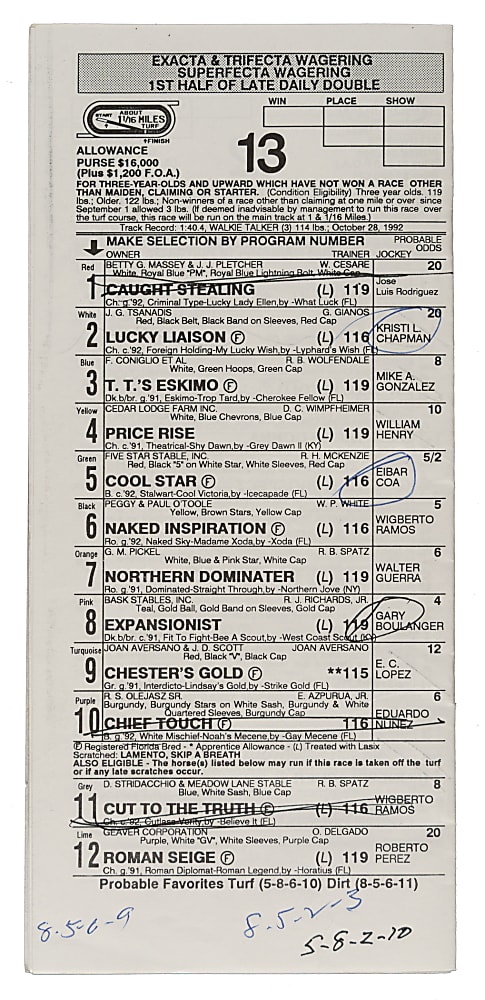 1995 Pete Rose Signed Horse Racing Program