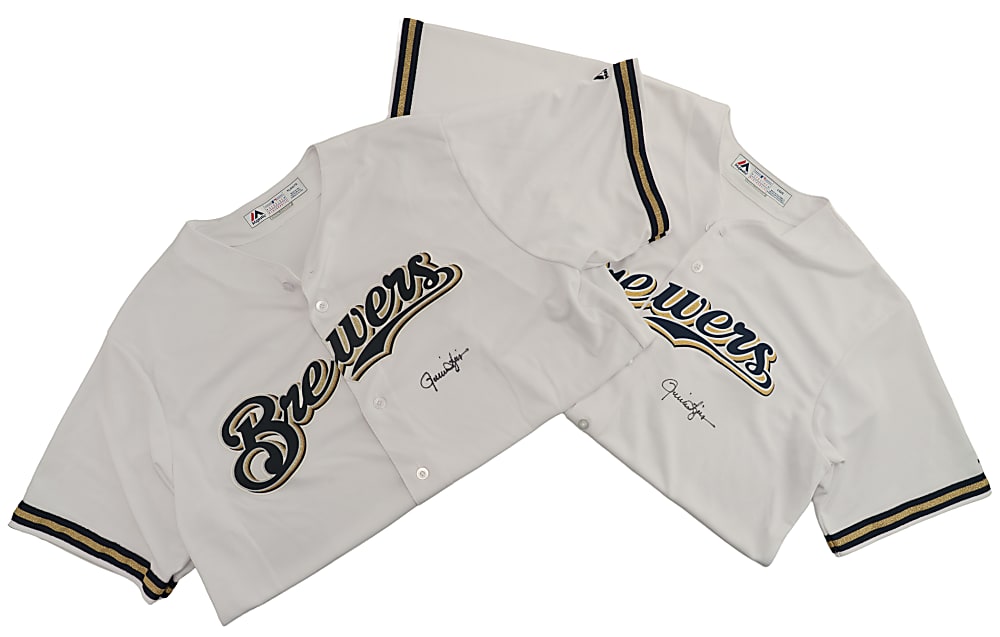Rollie Fingers Signed Milwaukee Brewers Jersey Pair