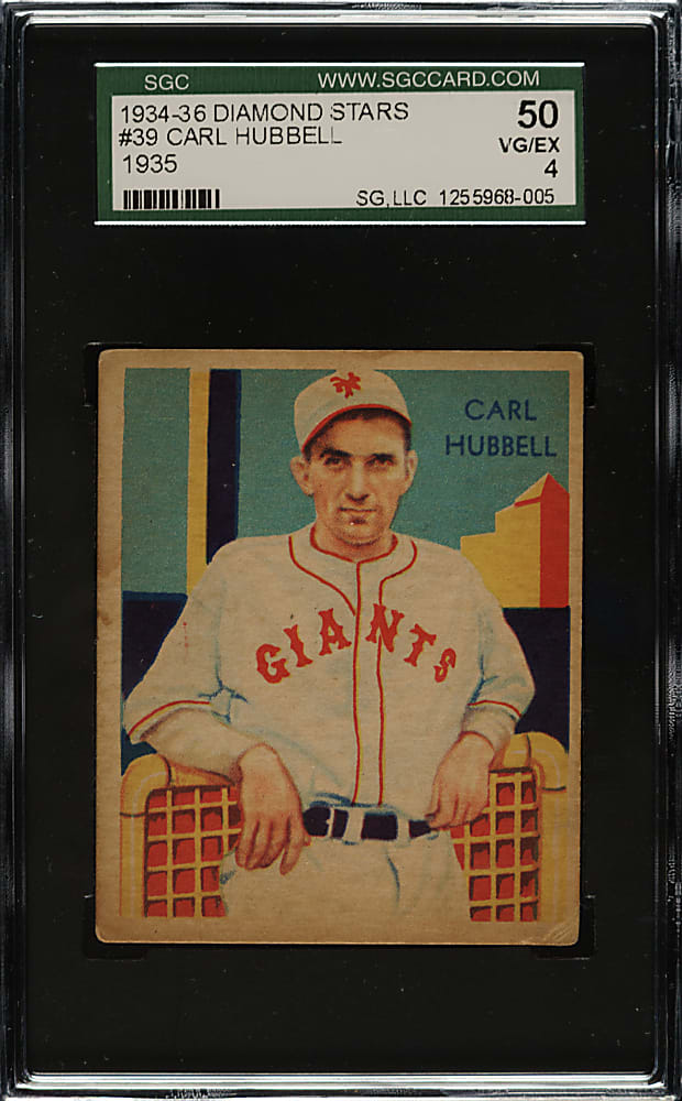 1934-1936 R327 Diamond Stars #39 Carl Hubbell SGC VG/EX 50