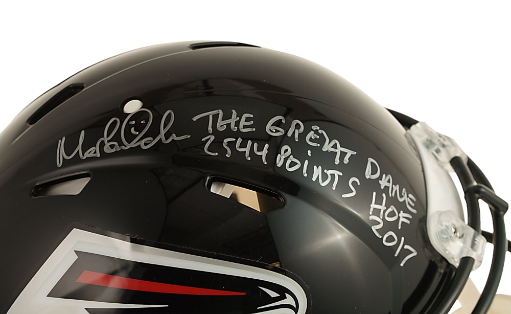 Morten Andersen Signed Atlanta Falcons Helmet with "HOF 2017" and "The Great Dame 2544 Points" Inscriptions