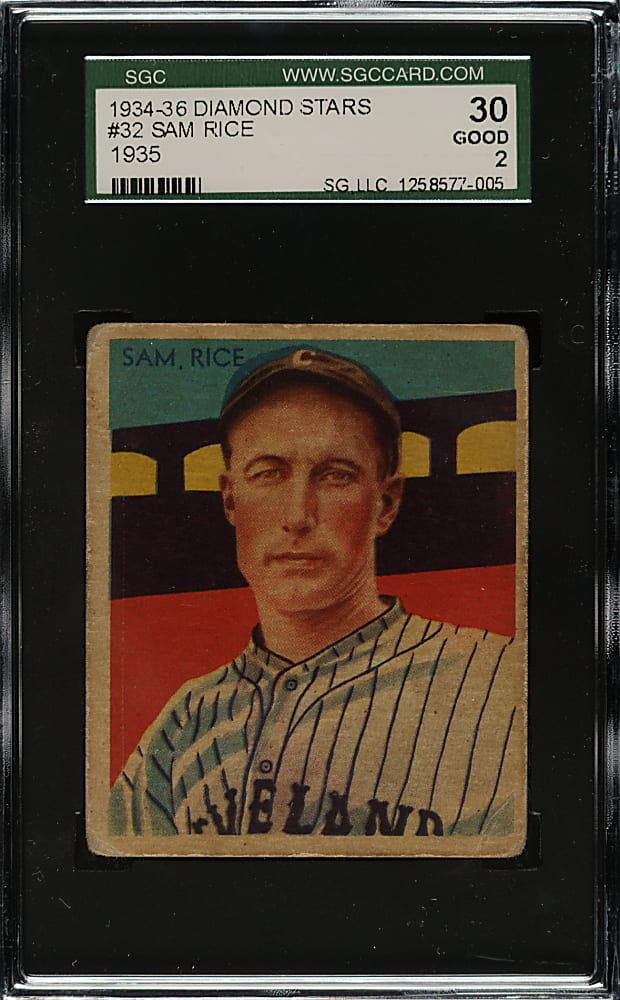 1934-1936 R327 Diamond Stars #32 Sam Rice SGC GOOD 30