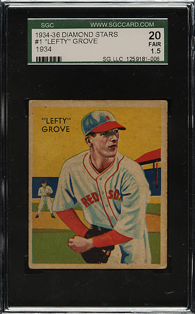 1934-1936 R327 Diamond Stars #1 Lefty Grove (1935 Green Back) SGC FAIR 20