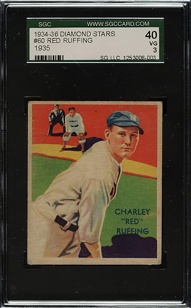 1934-1936 R327 Diamond Stars #60 Red Ruffing SGC VG 40
